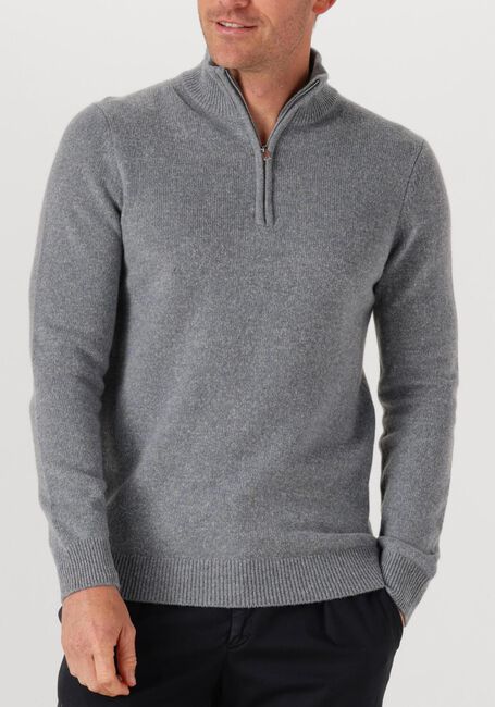 Grijze PROFUOMO Trui PULLOVER HALF ZIP WOOL BLEND - large