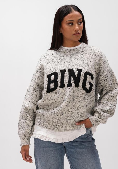 Witte ANINE BING Truien/vesten SYDNEY CREW SWEATER BING MARLED WHITE - large