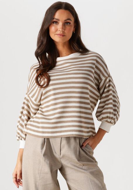 Beige SUMMUM Sweater JERSEY SWEATER WAFFLE LUREX STRIPE - large