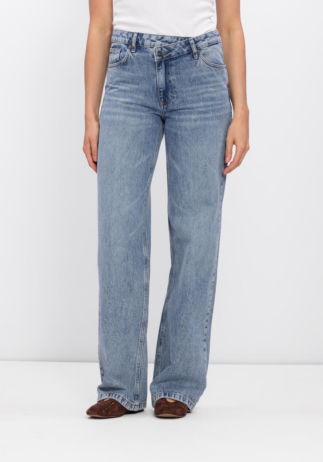 Co'Couture Wide Jeans Dames Ruthiecc Asym Wide Ll Jeans, Maat: XL, Kleur: Lichtblauw afbeelding 1
