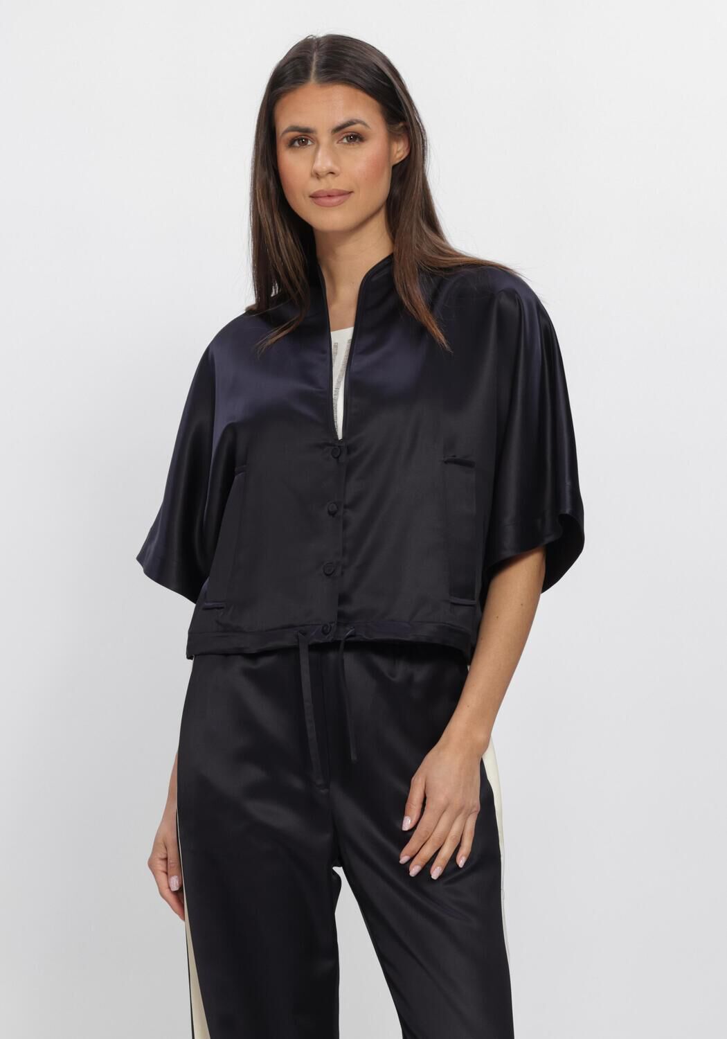 Donkerblauwe MARGAUX LONNBERG Blouses ISHA BROWN SATIN PANTS - large