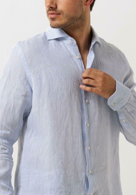 Lichtblauwe PROFUOMO Casual overhemd SHIRT X-CUTAWAY SC LINNEN - large