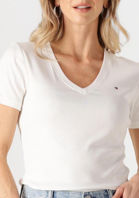 Witte TOMMY HILFIGER T-shirt NEW SLIM CODY V-NK SS - large