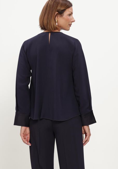 Donkerblauwe FORTE FORTE Top ENVERS SATIN LONG SLEEVE TOP - large