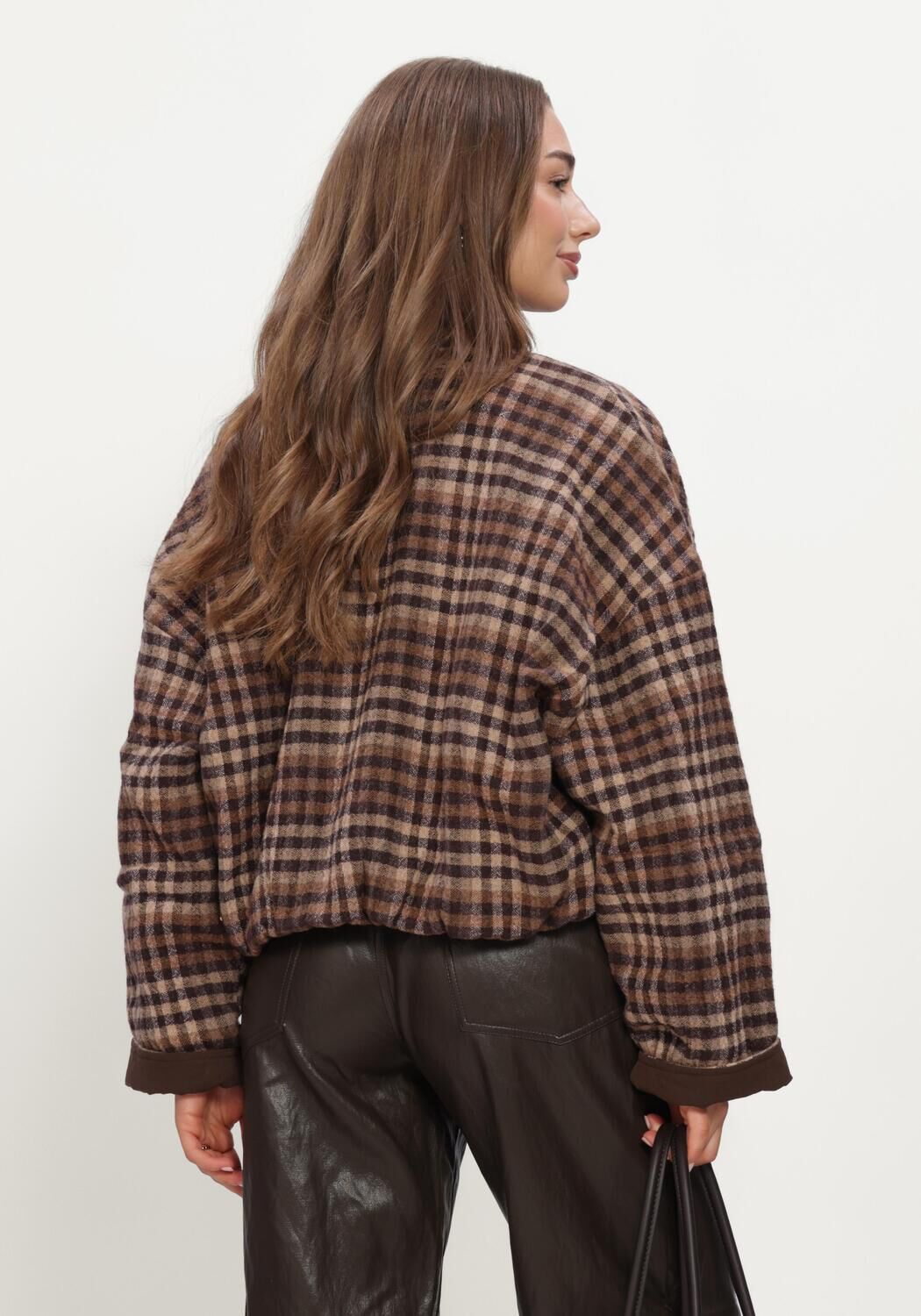 Bruine RUBY TUESDAY Jack CIDORE WOOLEN CHECK BOMBER JACKET - large
