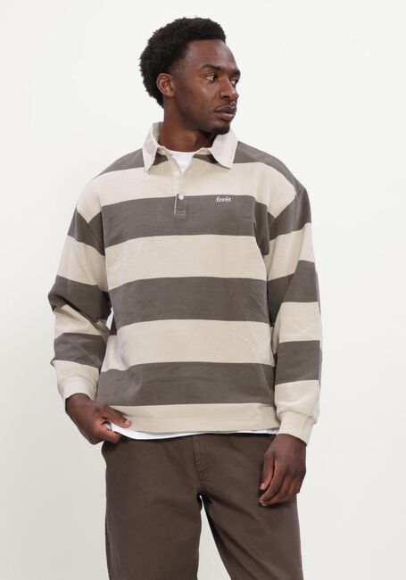Bruine FOR&Eacute;T Polo MATCH RUGBY SWEATSHIRT WOOD STRIPE - large