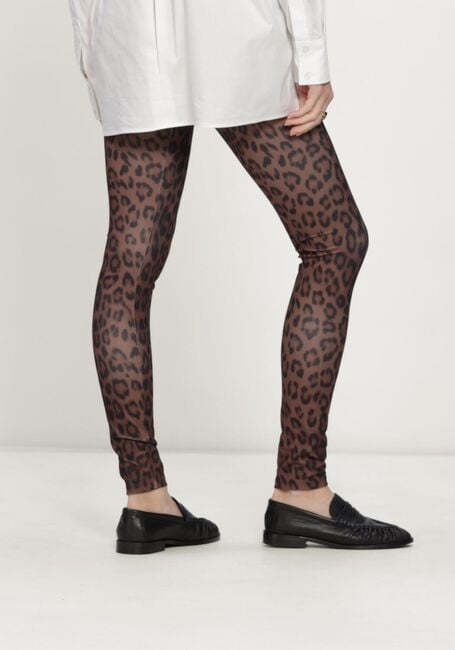 Bruine ALIX THE LABEL Legging LADIES KNITTED LEOPARD LEGGING - large