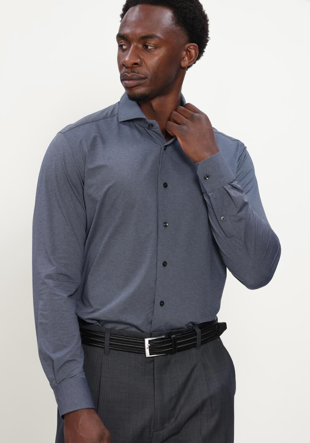 Blauwe XACUS Klassiek overhemd ACTIVE SHIRT 520ML - large