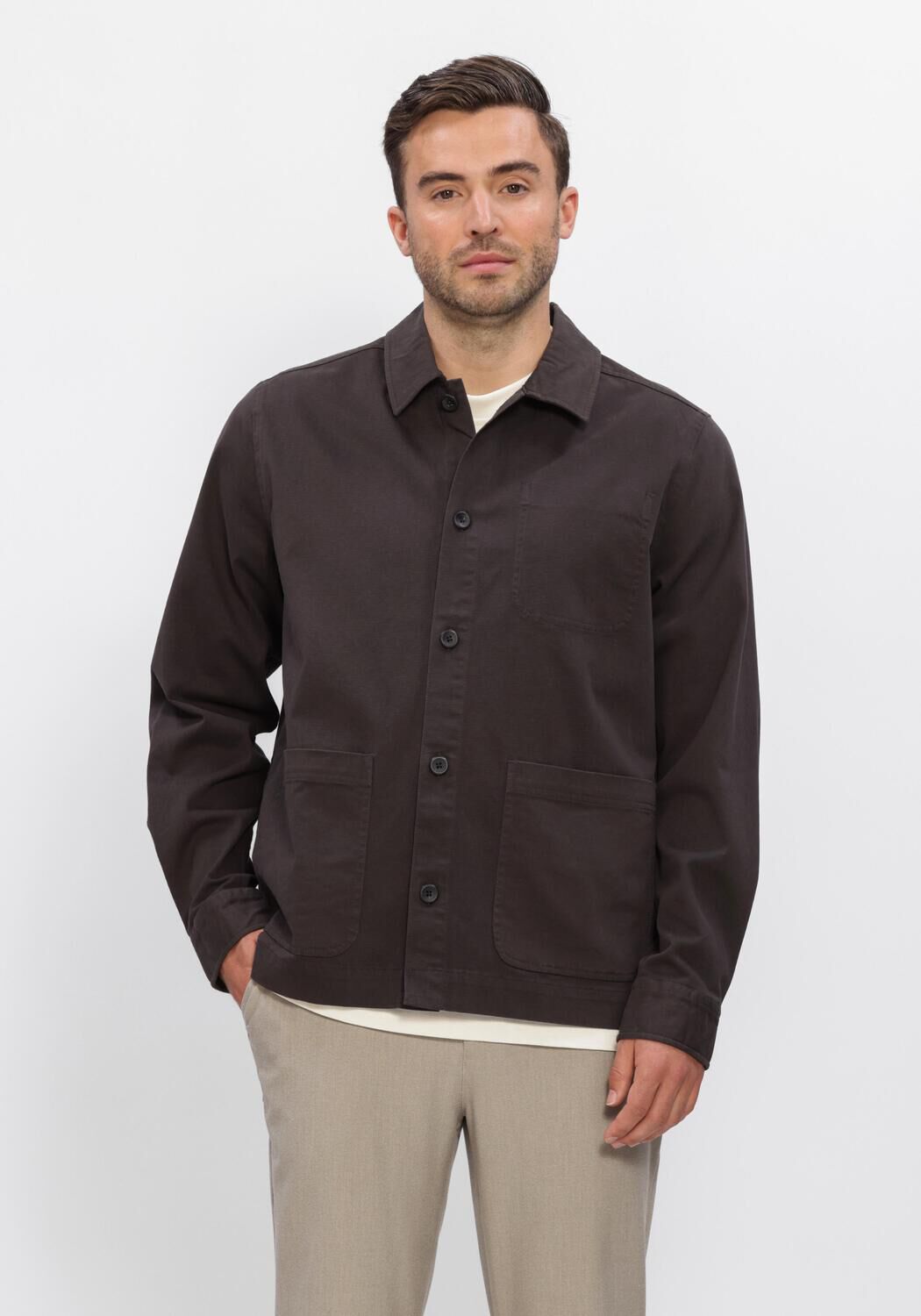 Les Deux Overshirt Heren Layton Cotton Overshirt, Maat: L, Kleur: Bruin afbeelding 1