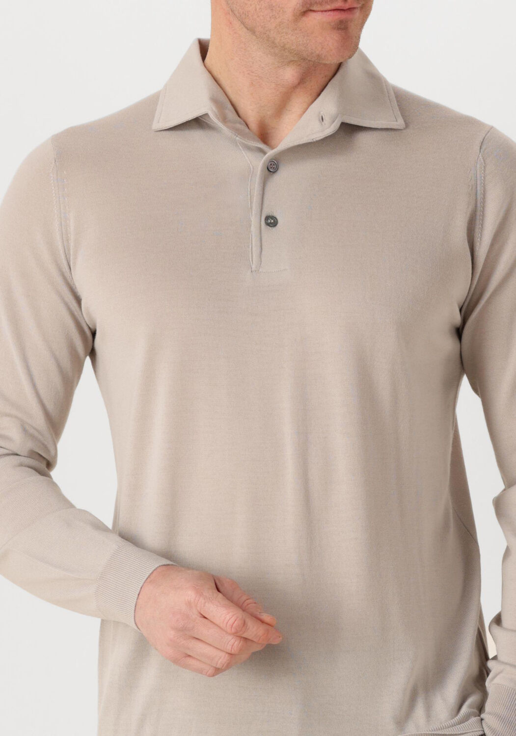 Beige FILIPPO DE LAURENTIIS Trui POLO ML PARAMONTURA R.MERINO - large