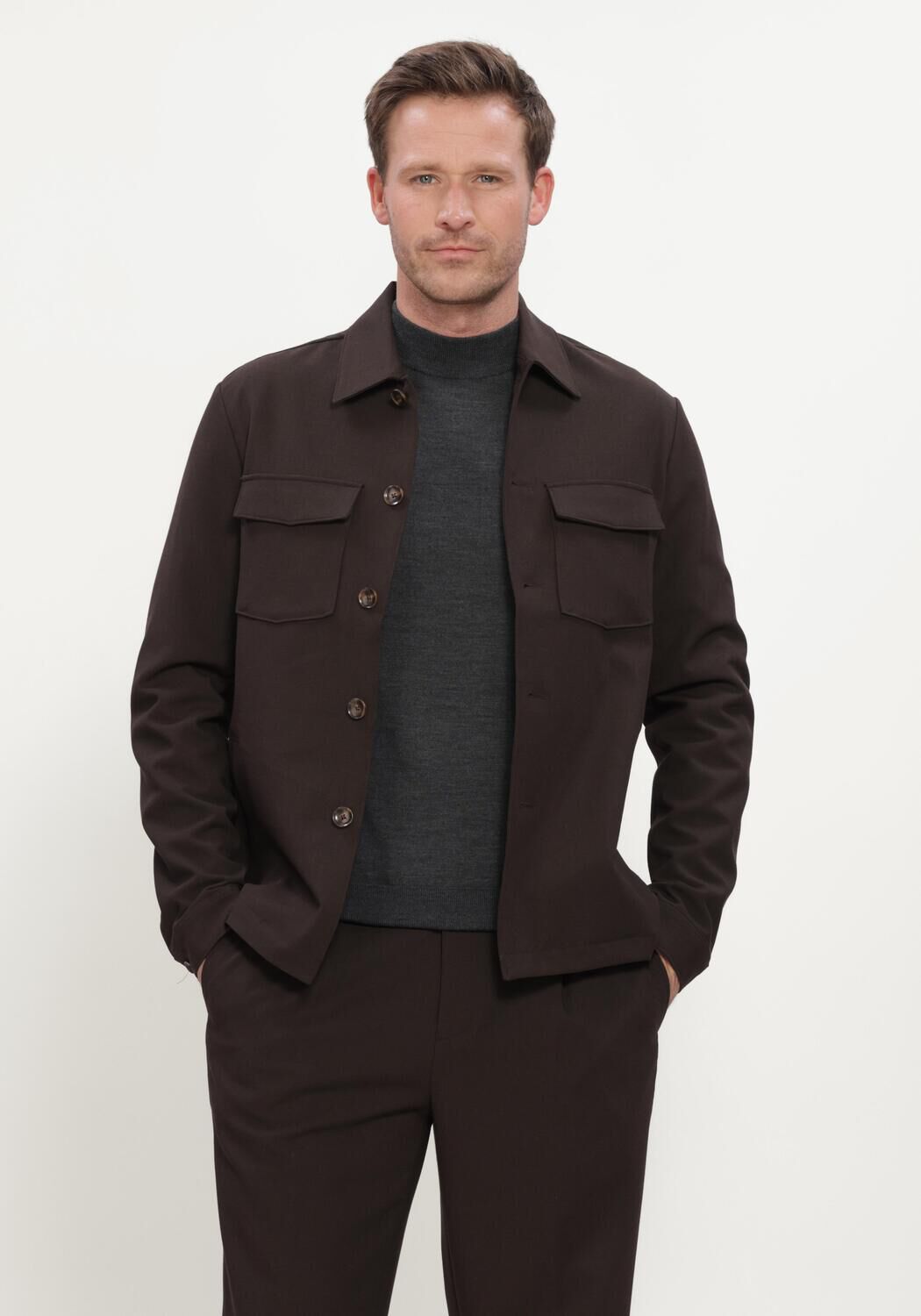 Bruine STEFANO LAURAN Overshirts SL-CALVIN - large