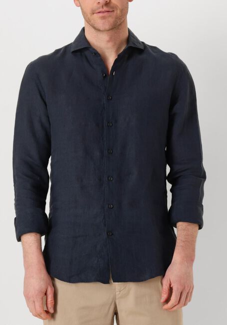 Donkerblauwe PROFUOMO Klassiek overhemd SHIRT X-CUTAWAY LINEN - large