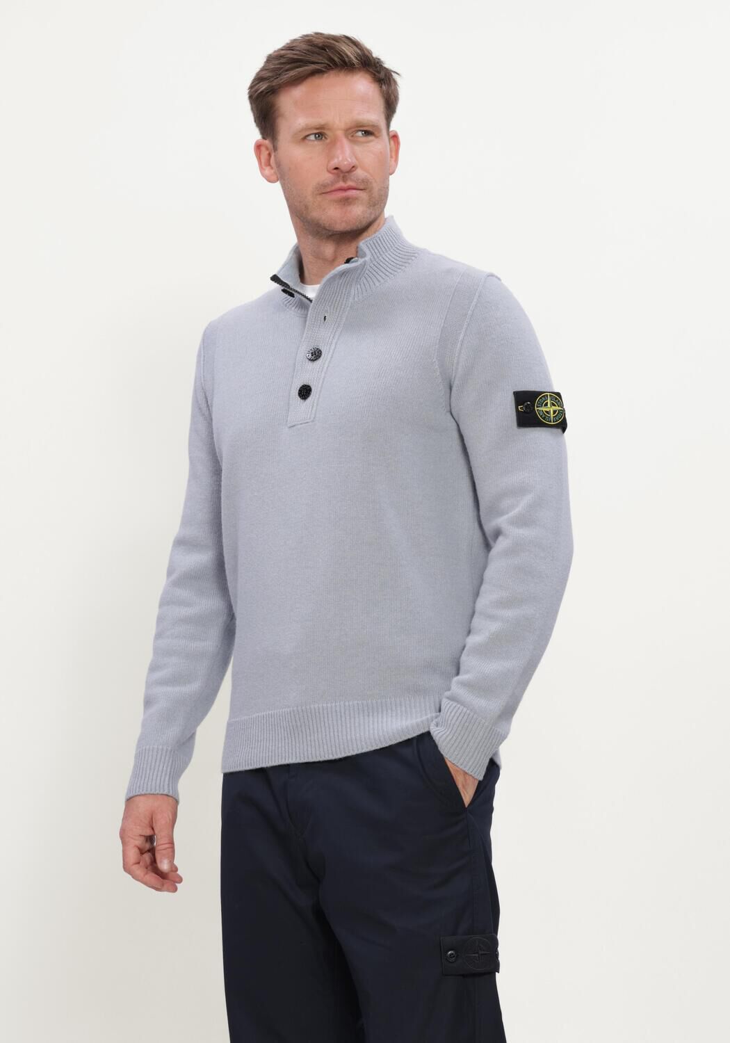 Lichtgrijze STONE ISLAND Trui LS POLO S00A3 - large