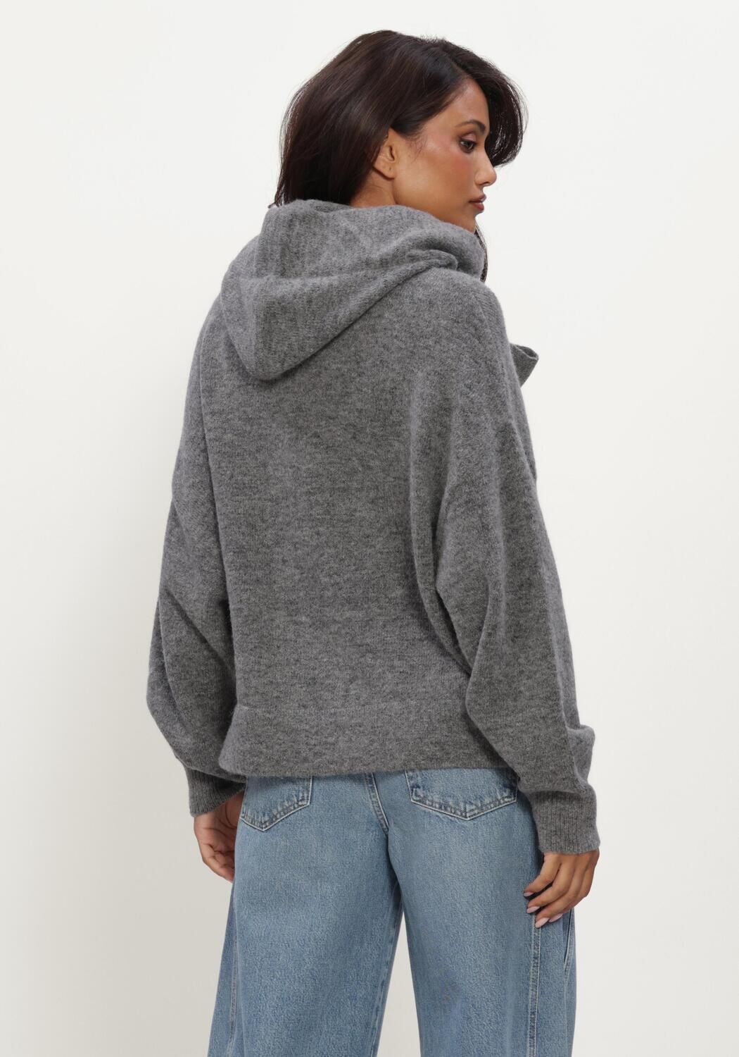Grijze CLOSED Trui HOODY WITH BOW TIE - large
