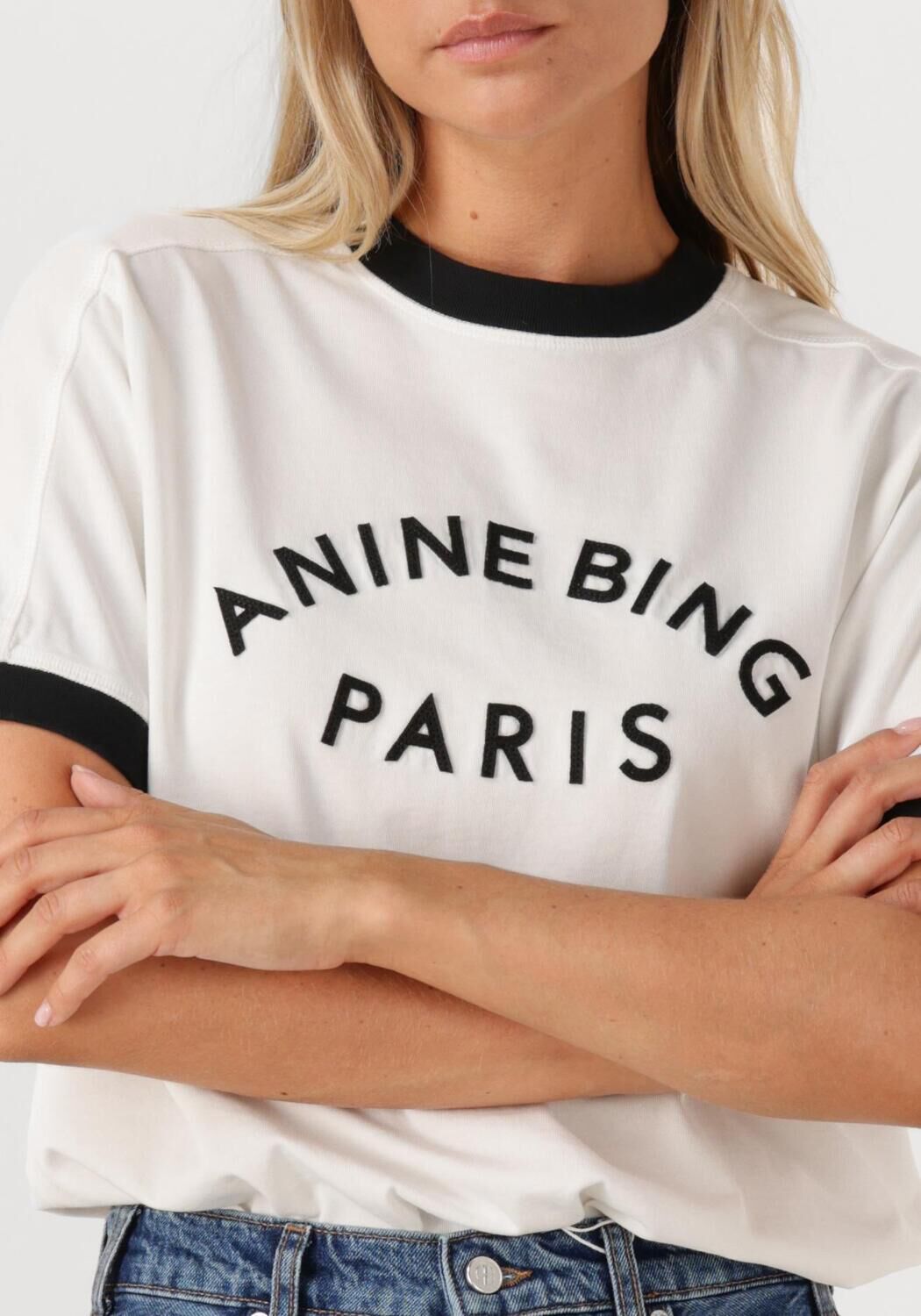 Witte ANINE BING T-shirt JAYLIN TEE PARIS - large