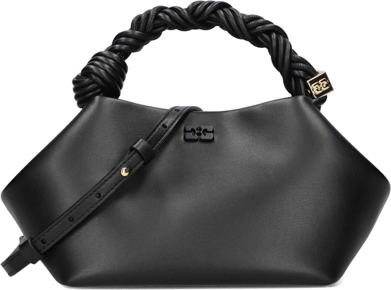 Ganni Ganni Handtas Dames Ganni Bou Bag Small, Materiaal: Leer, Kleur: Zwart