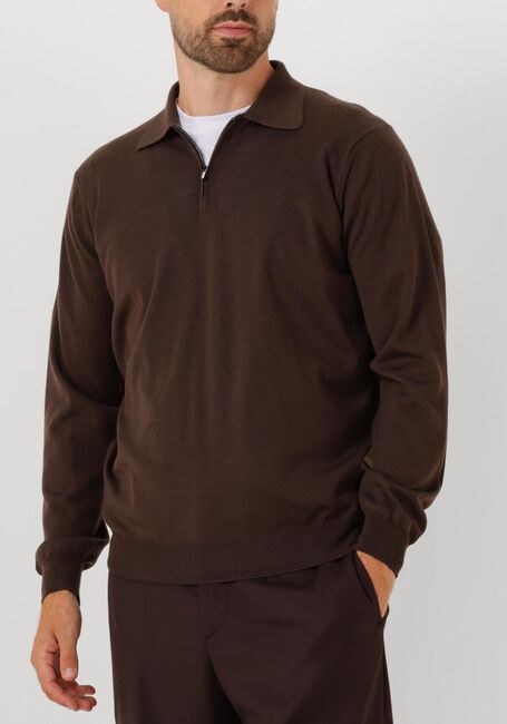 Bruine FILIPPO DE LAURENTIIS Trui POLO ZIP ML R MERINO - large