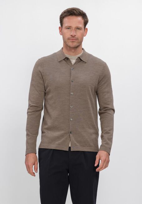 Bruine PROFUOMO Trui POLO FULL BUTTON LS EXTRAFINE MERINO - large