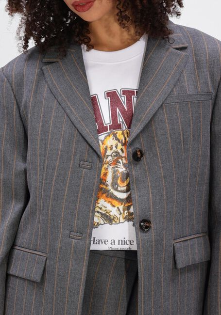 Grijze GANNI Blazers WOOL STRIPE BLAZER - large