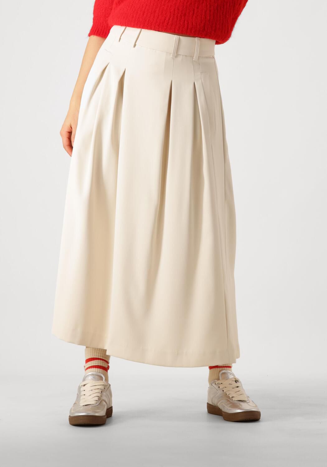Co'Couture Midirok Dames Anya Cc Pleat Skirt, Maat: S, Kleur: Ecru