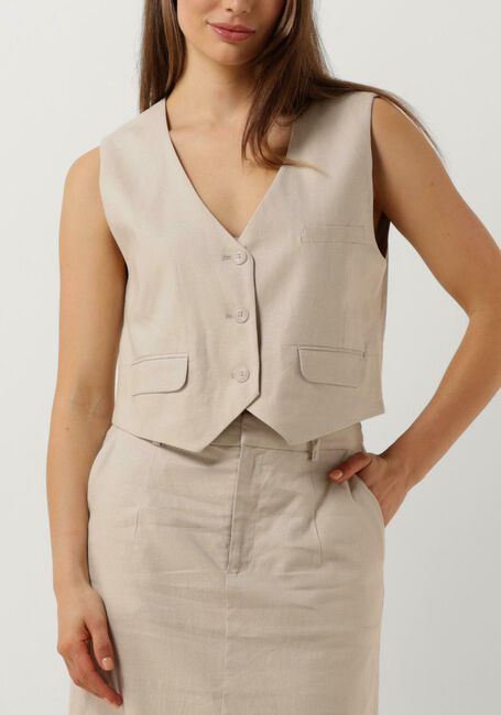 Beige GESTUZ Gilet LIZAGZ LINEN WAISTCOAT - large