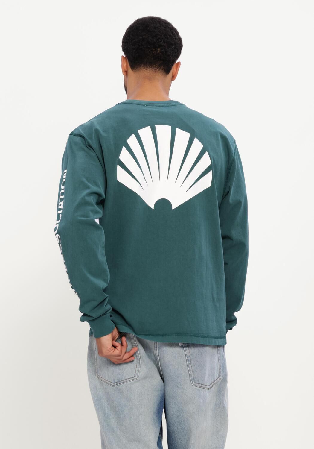 Donkergroene NEW AMSTERDAM SURF ASSOCIATION T-shirt LOGO LONG SLEEVE - large