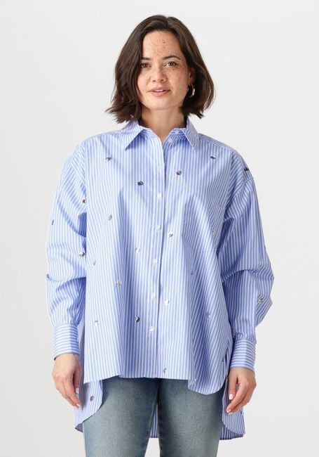 Blauwe DANTE6 Blouses QUE OVERSIZED STRIPE SHIRT - large
