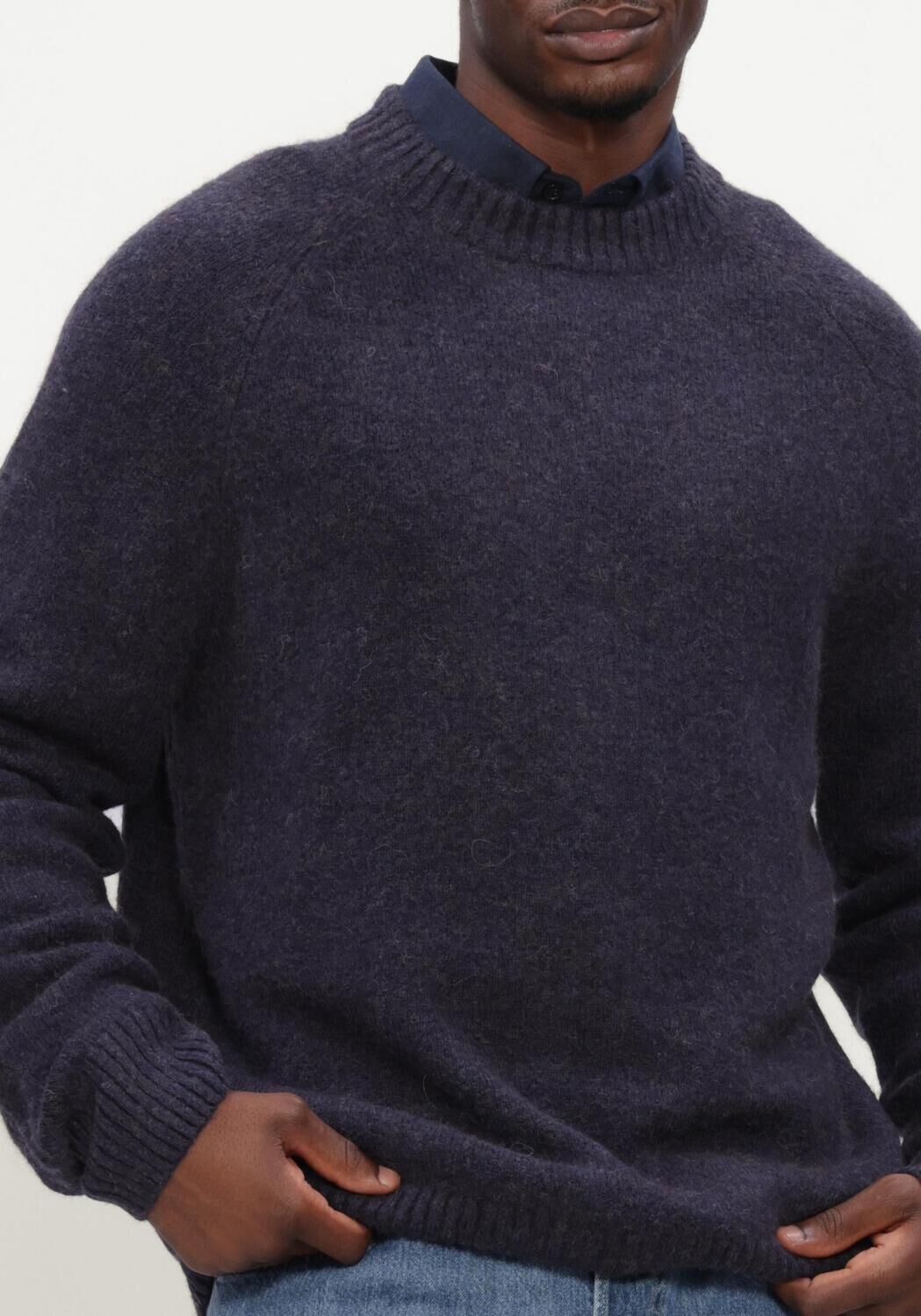 Donkerblauwe LES DEUX Trui SOFT ROUNDNECK KNIT - large