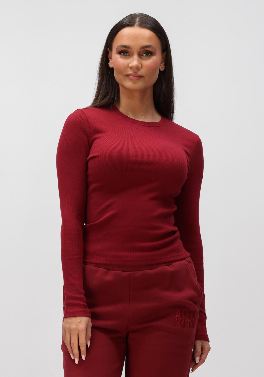 Alix the Label Top Dames Ladies Knitted Longsleeve Top, Maat: XS, Kleur: Rood afbeelding 1