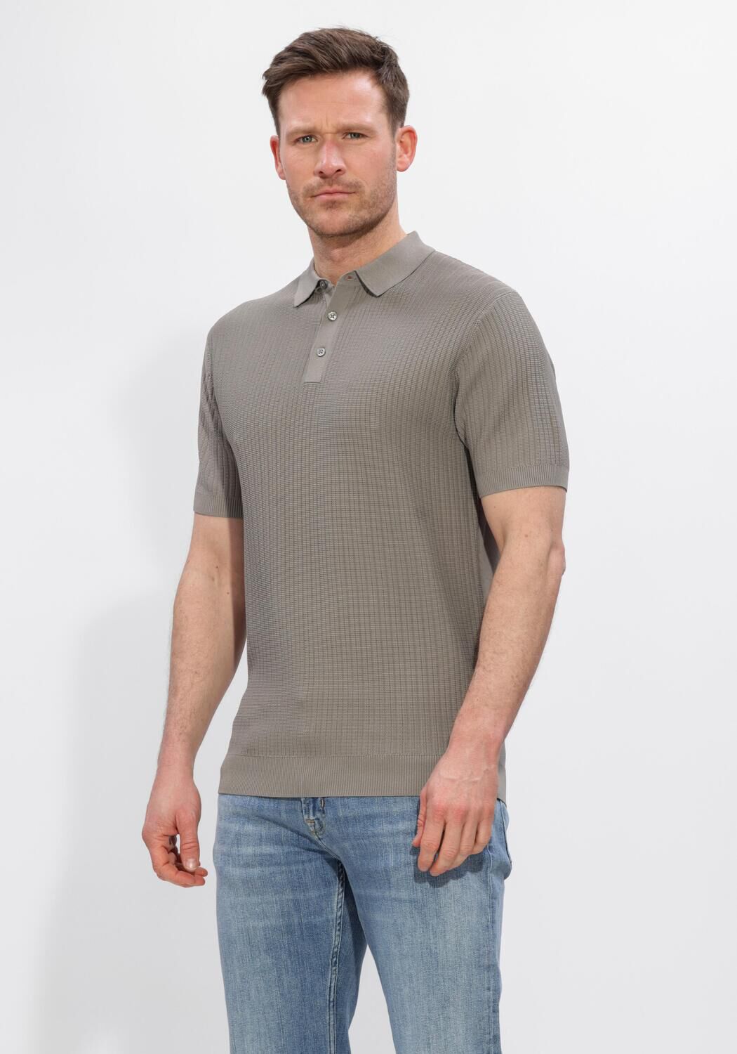 Gentiluomo Polo Heren Polo 3 Buttons Ss, Maat: M, Kleur: Taupe afbeelding 1