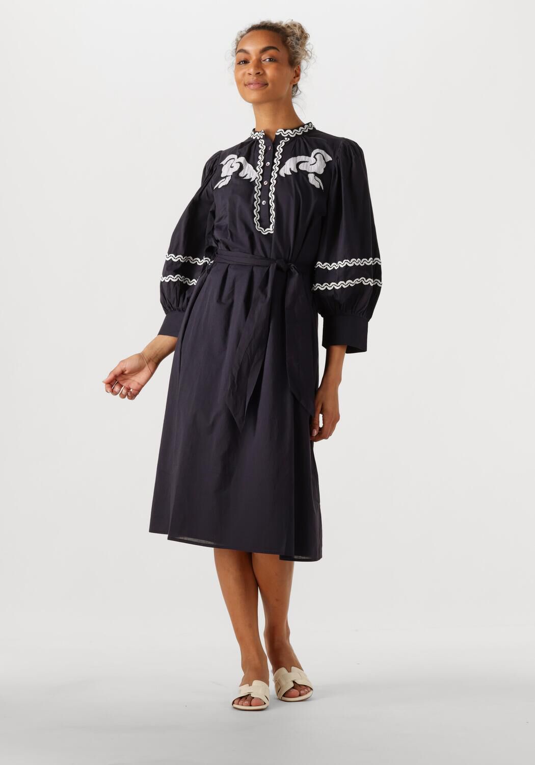 Antik Batik Midi Jurk Dames Dali Dress, Maat: L, Kleur: Zwart