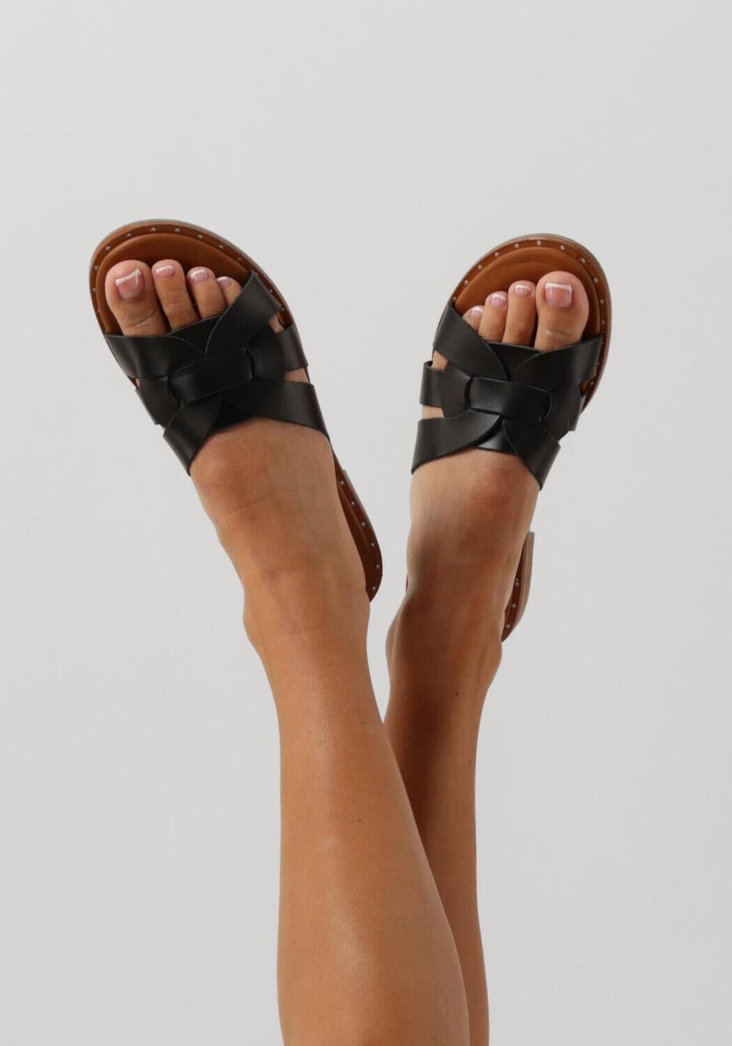zwarte stefano lauran slippers led knoop slipper