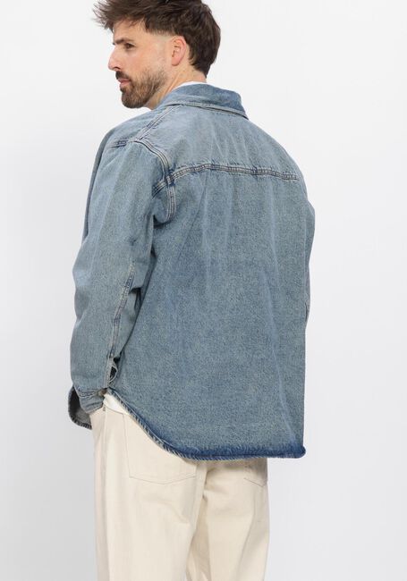 Blauwe AMI PARIS Overshirt OVERSHIRT WITH KNITTED AMI DE COEUR - large