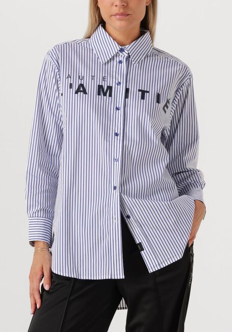 Blauwe HAUTE L'AMITIÉ Blouses STRIPE CHEST LOGO SHIRT - large