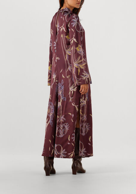 Bordeaux FORTE FORTE Maxi jurk SOGNI PRINT ENVERS SATIN LONG SLEEVES DRESS - large