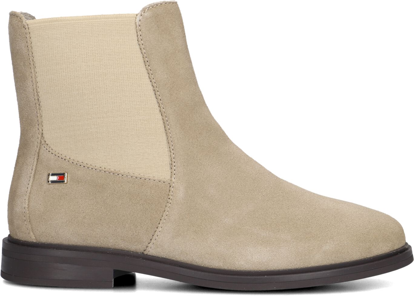 Tommy Hilfiger Chelsea Boots Dames Flag Low Chelsea, Maat: 39, Materiaal: Suède, Kleur: Beige