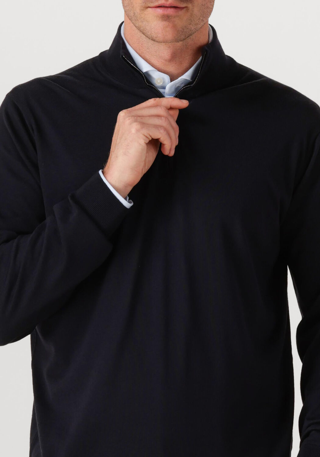 Donkerblauwe FILIPPO DE LAURENTIIS Trui MEZZA ZIP ML R.MERINO - large