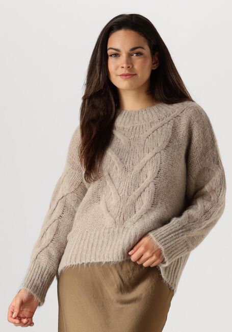 Beige SUMMUM Trui SWEATER BIG CABLE KNIT - large