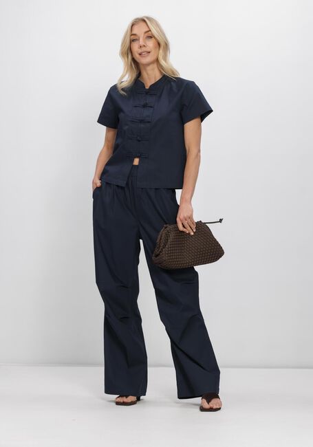 Donkerblauwe SEA ME HAPPY Wijde broek CHUCK PANTS STRETCHY POPLIN - large