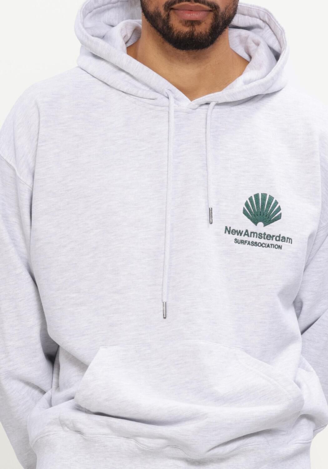 Grijze NEW AMSTERDAM SURF ASSOCIATION Sweater LOGO HOODIE - large