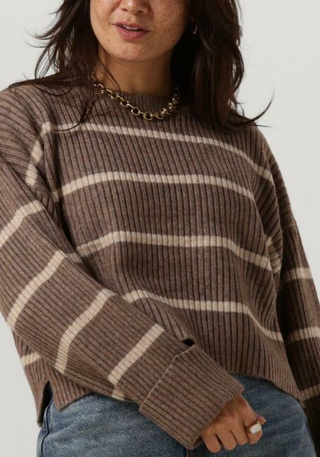 Beige CO'COUTURE Trui ROW STRIPE BOX CROP KNIT - large