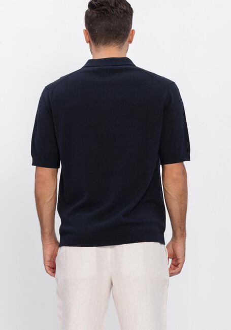 Donkerblauwe FOR&Eacute;T Polo SEA COTTON LINEN SS POLO - large