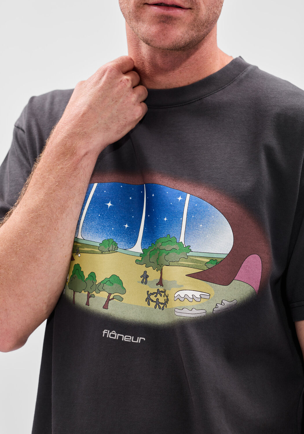 Antraciet FLANEUR T-shirt STARDOME T SHIRT - large