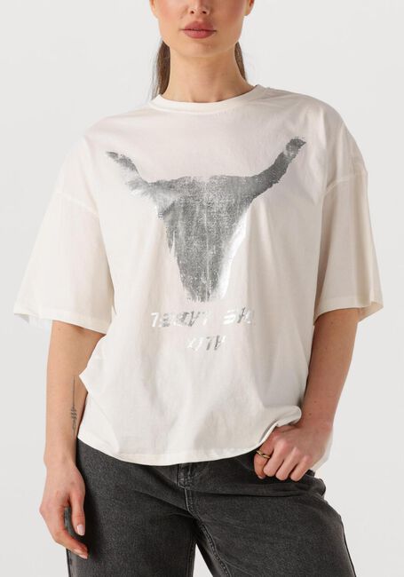 Witte ALIX THE LABEL T-shirt LADIES KNITTED SILVER BULL T-SHIRT - large