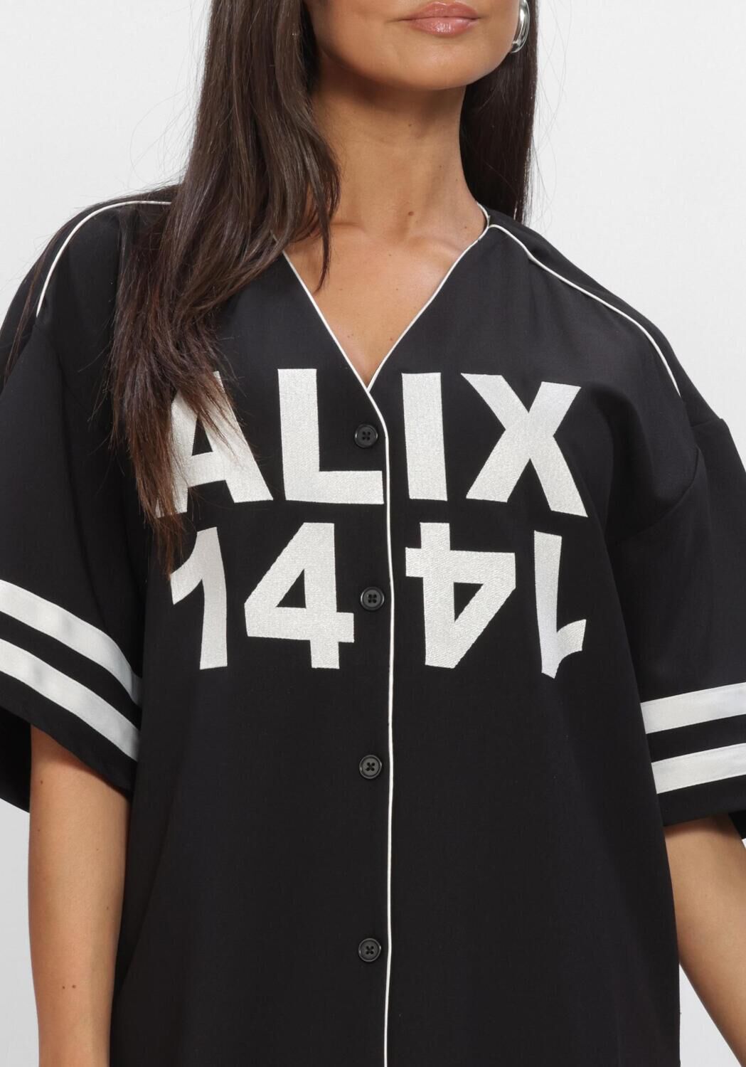 Zwarte ALIX THE LABEL Jurken LADIES WOVEN BASEBALL SHIRT DRESS - large
