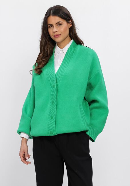 Groene ALIX THE LABEL Vest LADIES KNITTED HEAVY CARDIGAN - large