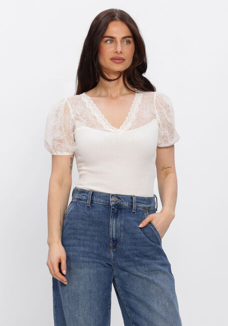 Creme ROSEMUNDE Top BEATHA FULL LACE V-NECK T-SHIRT - large