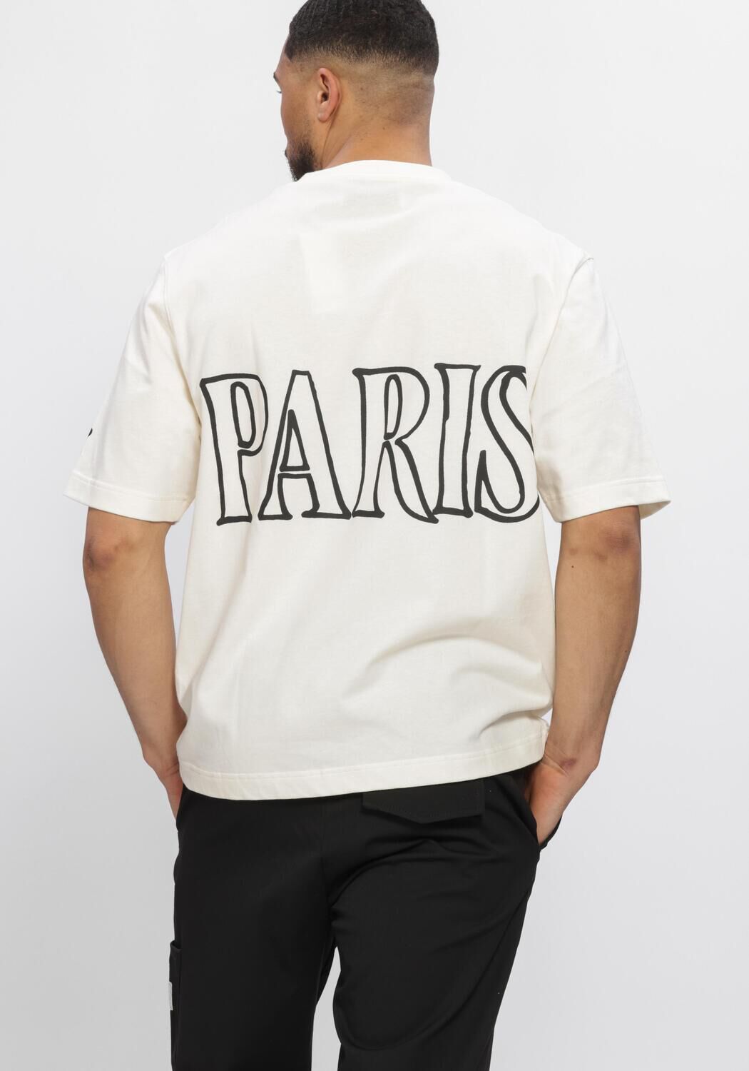 Ecru AMI PARIS T-shirt BOXY FIT SHORT SLEEVES TEESHIRT WITH AMI PARIS PRINT AT FRONT AND BACK - large