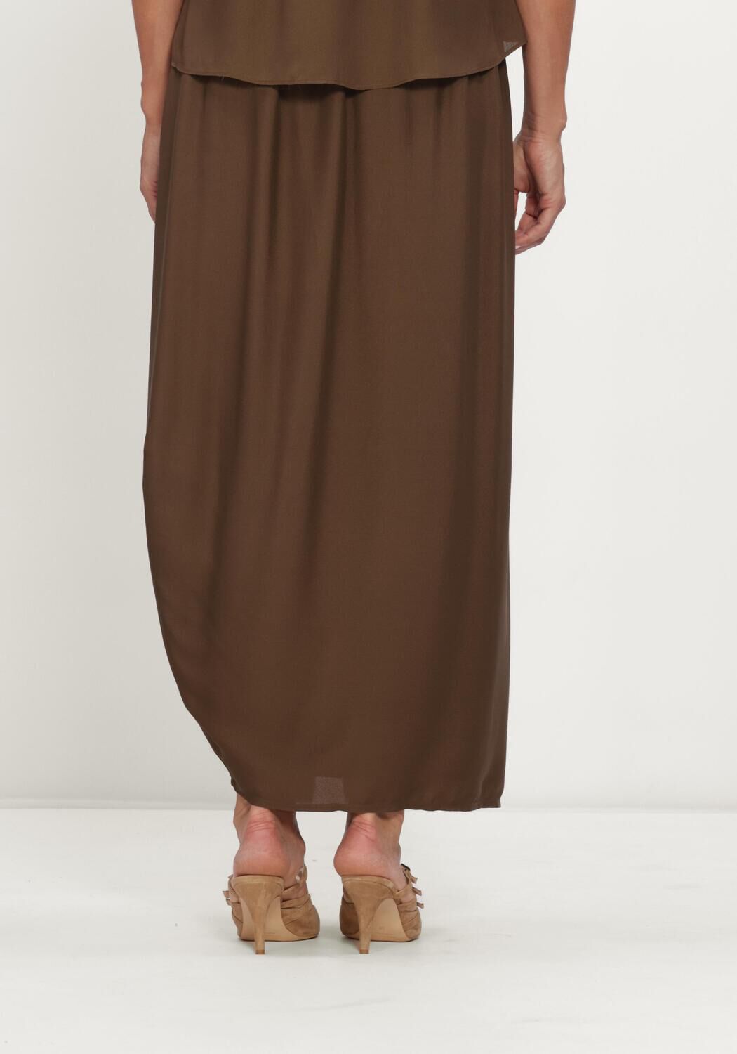 Bruine FORTE FORTE Maxirok MIXED SILK MAROCAINE SLIT SKIRT - large