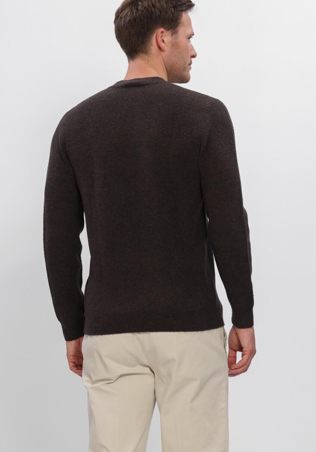 Bruine PROFUOMO Trui PULLOVER CREW NECK BOILED WOOL - large